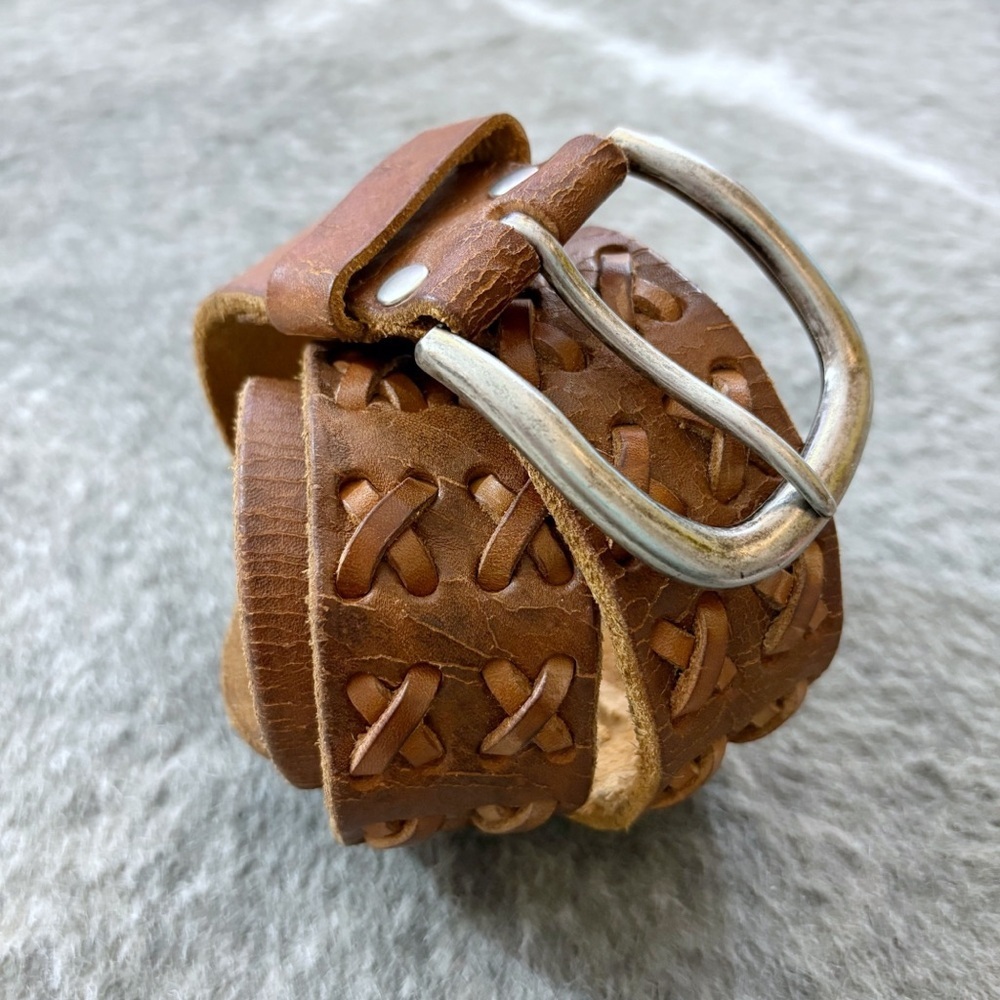 Genuine Leather Braided Belt 32 - Picture 2 of 11